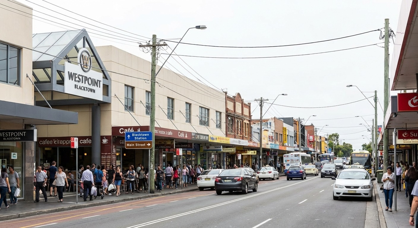 Blacktown shopping district and train station entrance