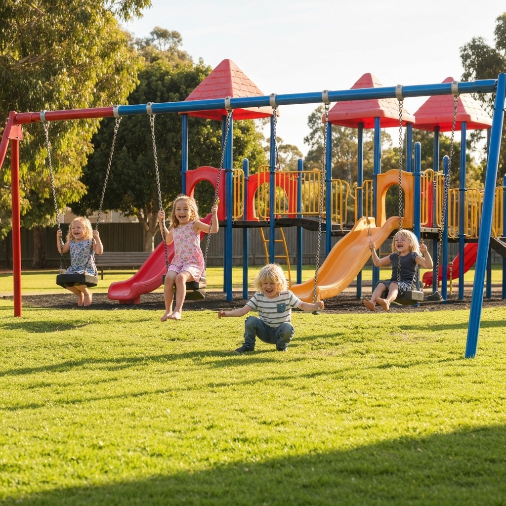 Kids playing in a suburban park in Melbourne's east