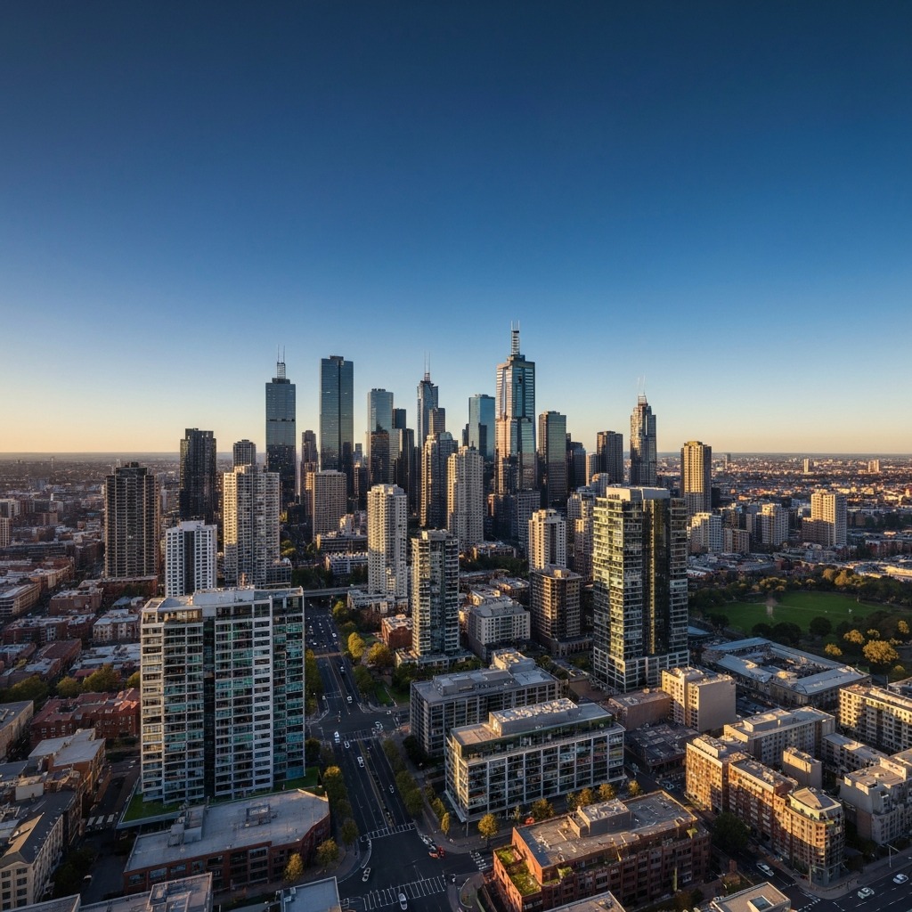 Melbourne CBD skyline with high-rise apartment towers