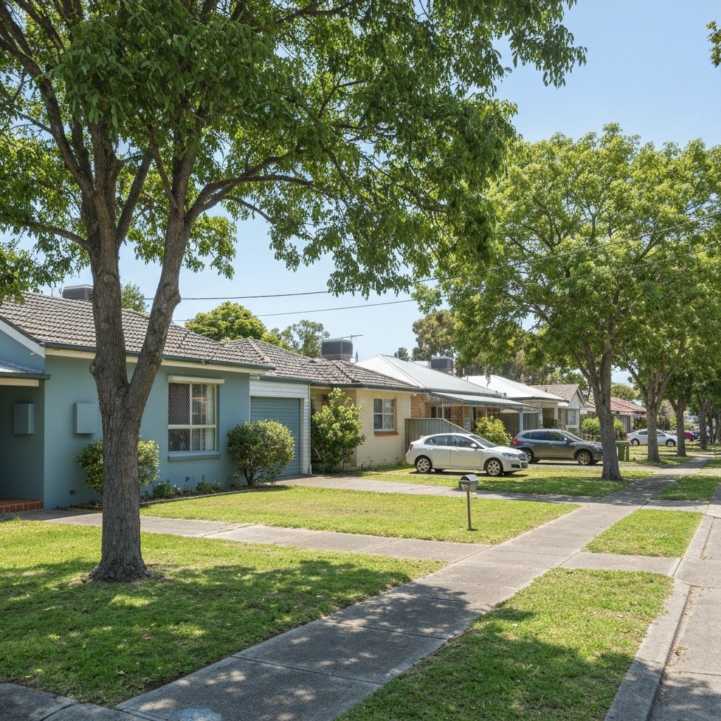 Streetscape of Melbourne's western suburbs rental properties